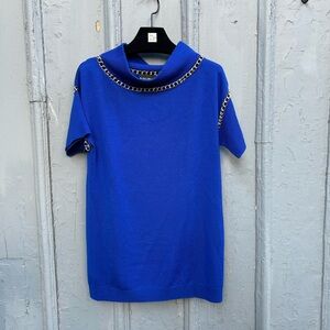 Boutique Moschino Blue Chain Detail Sweater, size 8